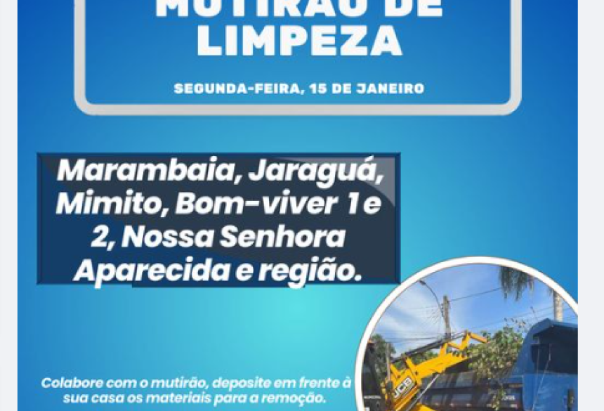 Essa ação visa uma cidade limpa e contribui para com saúde pública do município