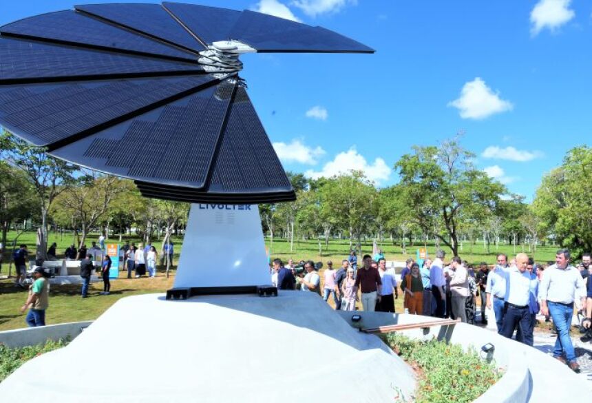 A Flor Solar trata-se de um projeto de inovação, que dispõe de um monumento com pétalas equipadas de painéis solares