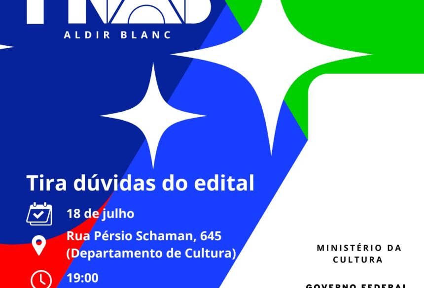 O município recebeu o valor de R$ 185 mil para apoio financeiro de dez projetos culturais que se encaixem nas categorias descritas no edital