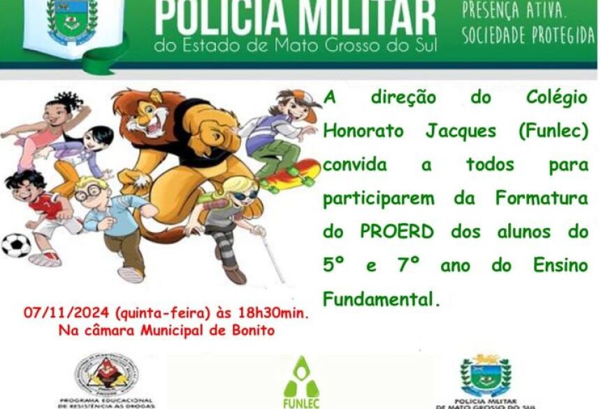 O PROERD é um programa desenvolvido para educar crianças e adolescentes sobre os perigos das drogas e da violência,