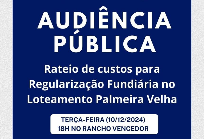 A presença de todos é essencial para o bom andamento do processo de regularização fundiária 