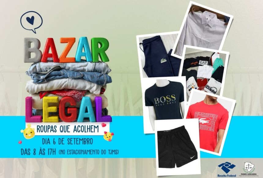 No bazar estarão disponíveis aproximadamente 30 mil peças de vestuário de alto padrão, entre roupas femininas e masculinas, sociais e esportivas