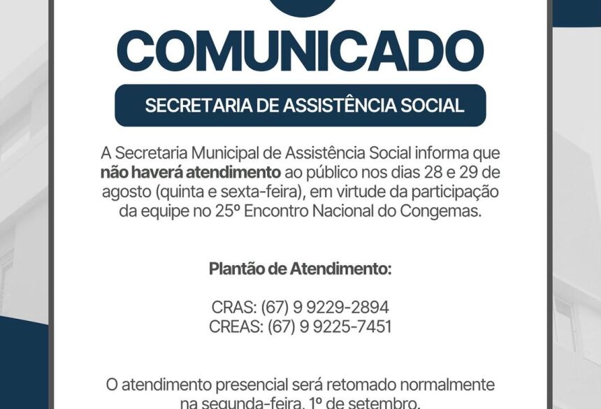 Informativo divulgado nas redes sociais
