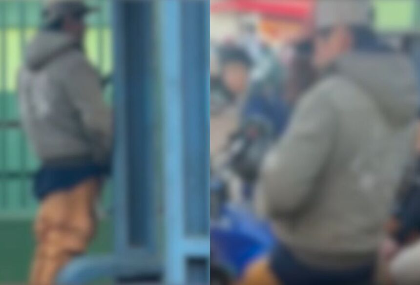 O jovem foi filmado cometendo o ato obsceno próximo ao portão da instituição, no momento da saída dos estudantes