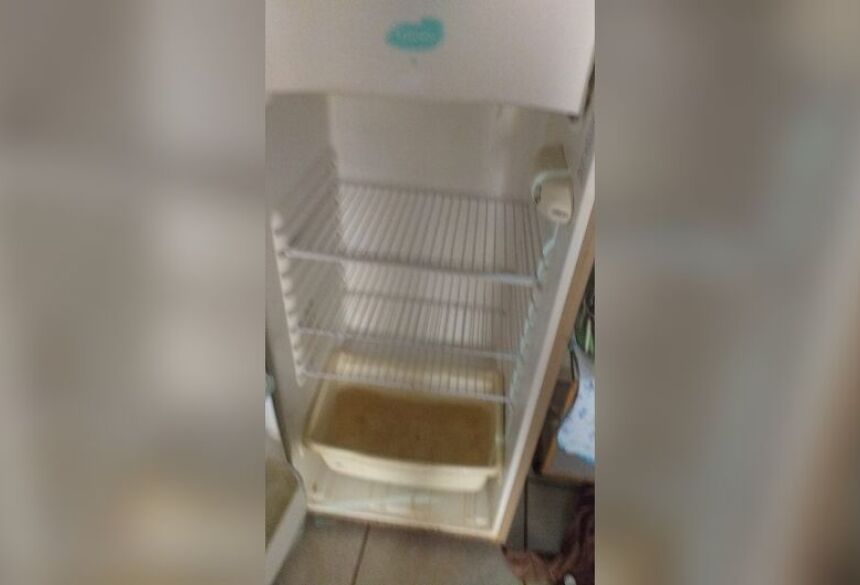 Ele estava próximo à geladeira, com o fio do eletrodoméstico enrolado em seu corpo