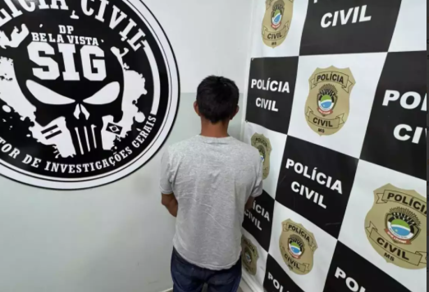 Suspeito preso na delegacia de Bela Vista 