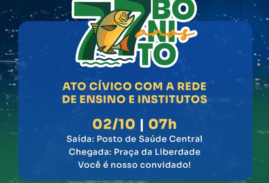 O ato faz parte da programação oficial de aniversário e tem como objetivo promover o sentimento de cidadania, orgulho e valorização da história local