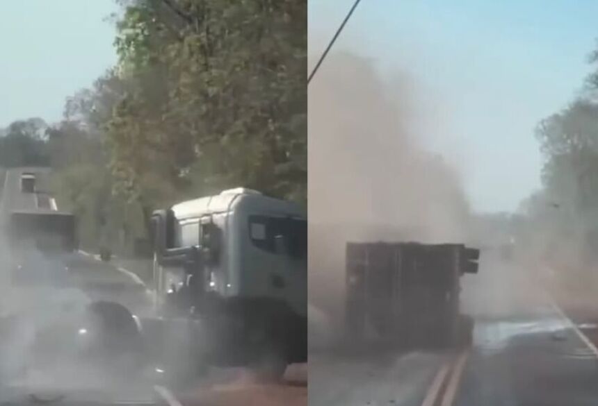 O condutor doa carreta estaria embriagado, andando em zigue-zague na pista