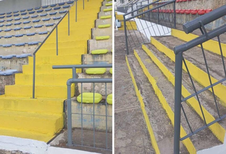 Por exigência do Corpo de Bombeiros, o guarda-corpo do estádio teve que ser alterada de 90 cm para 1,10m