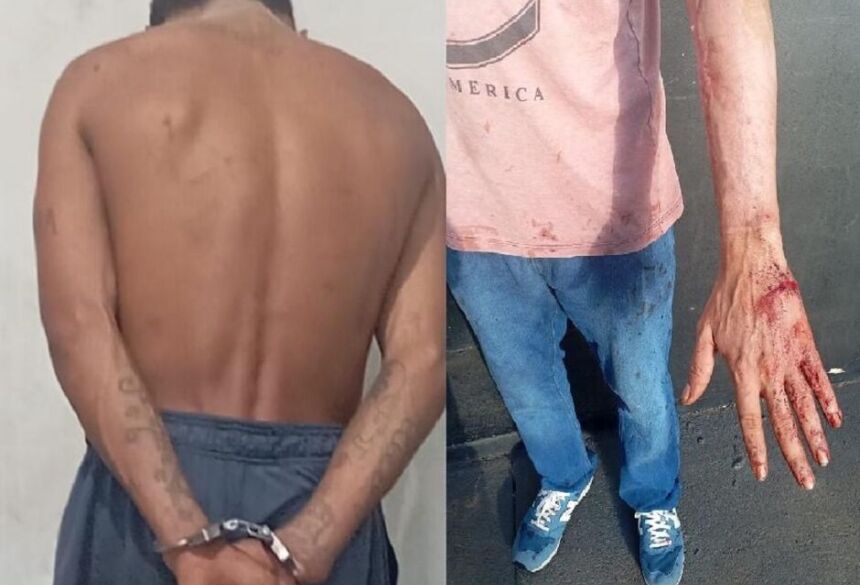 A prisão ocorreu após a Polícia Militar receber uma denúncia de que o suspeito estaria circulando armado com uma faca e tentando agredir pessoas