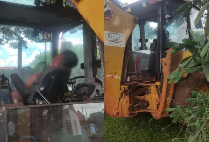 A vítima trabalhava como operador de retroescavadeira no momento o crime, e morreu dentro do veículo