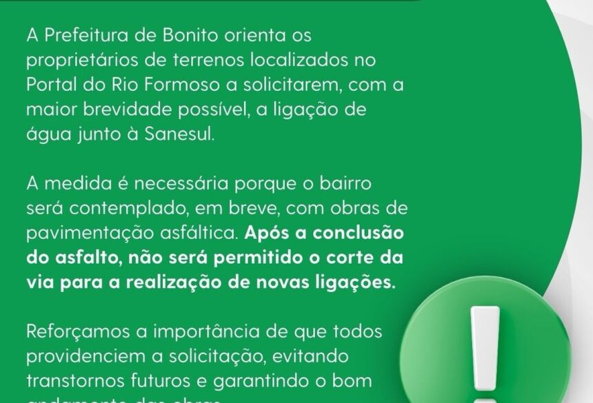 Após a conclusão do asfalto, não será permitido o corte da via para a realização de novas ligações