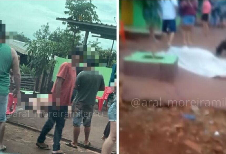 Vítima morreu no local e mulher socorrida / Aral Moreira Mil Grau  