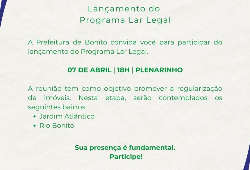 O Plenarinho estará localizado na Prefeitura de Bonito, na Rua Cel. Pílad Rebuá, 1780