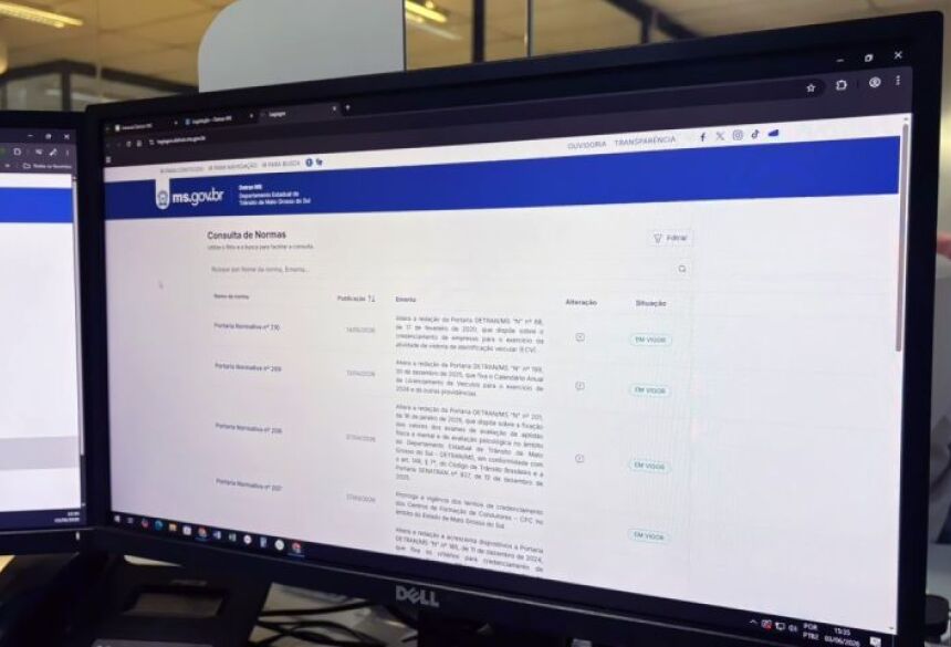O sistema também permitirá a impressão e salvamento das normas em PDF, já com papel timbrado oficial do Detran-MS