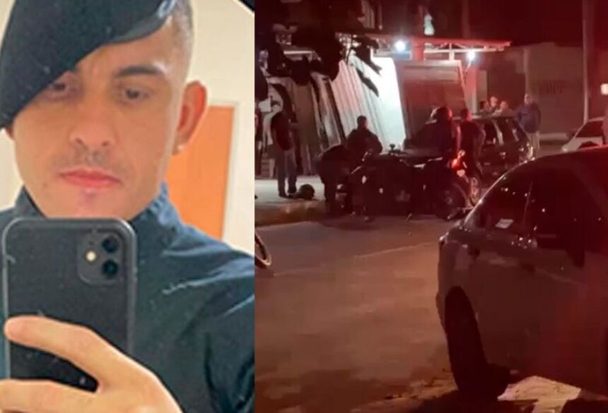 Após ser baleado, o militar perdeu o controle da motocicleta e caiu no chão