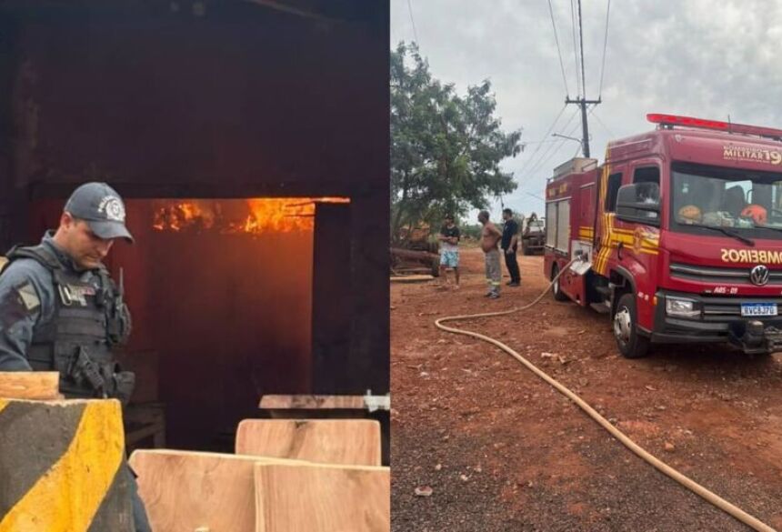O incêndio começou por volta das 15h em um barracão localizado em um imóvel na Rua Francisco Areco