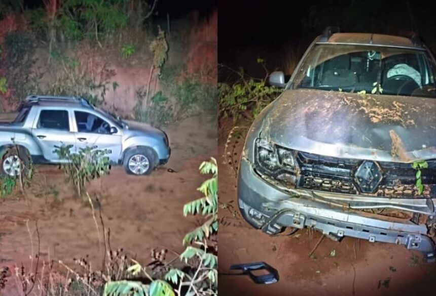 O veículo foi encontrado pelas equipes policiais a partir de imagens de câmeras de segurança, com danos na lataria devido ao acidente