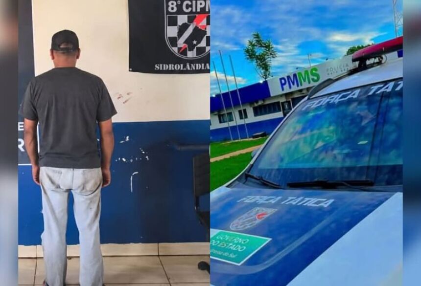 O homem recebeu voz de prisão e foi encaminhado à Delegacia de Polícia Civil de Sidrolândia