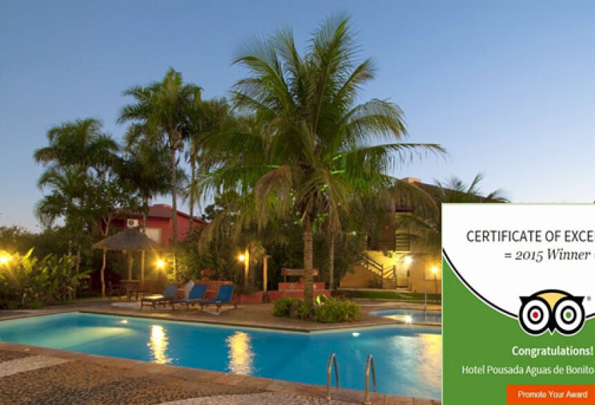Tripadvisor premia com certificado de excelência Hotel Águas de Bonito de BONITO