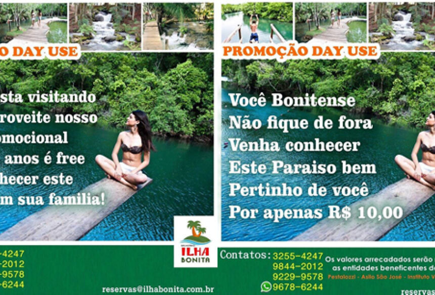 Balneário Ilha Bonita lança o 'Day Use' e todos os valores arrecadados vão para entidades de BONITO