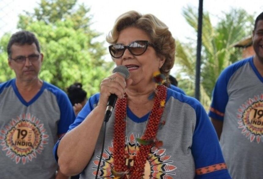 Marlene Bossay, prefeitura cassada de Miranda, durante discurso (Foto: Facebook/Reprodução)