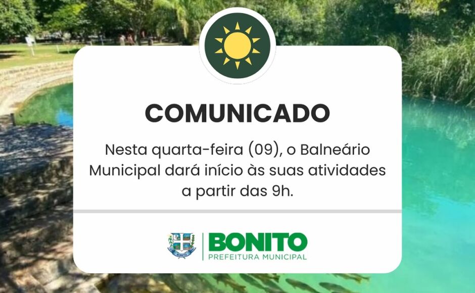 Balneário Municipal abrirá mais tarde nesta quarta-feira devido a treinamento de equipe