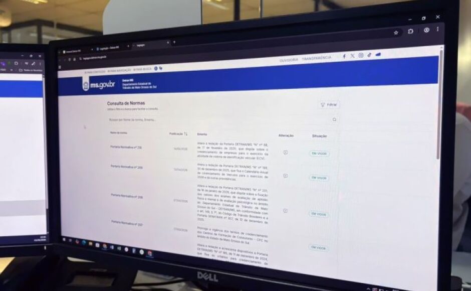 Novo sistema de portarias do Detran-MS amplia transparência e facilita acesso à legislação