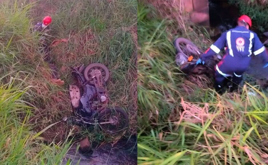 Jovem cai de motocicleta em barranco em MS