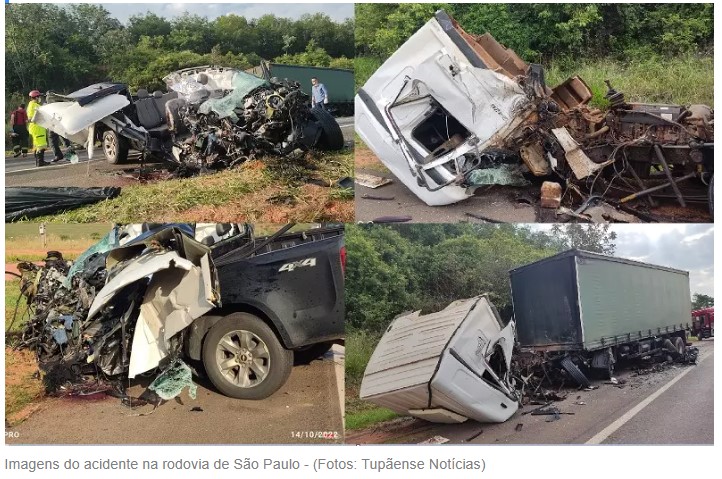 Imagens do acidente na rodovia de São Paulo - (Fotos: Tupãense Notícias)